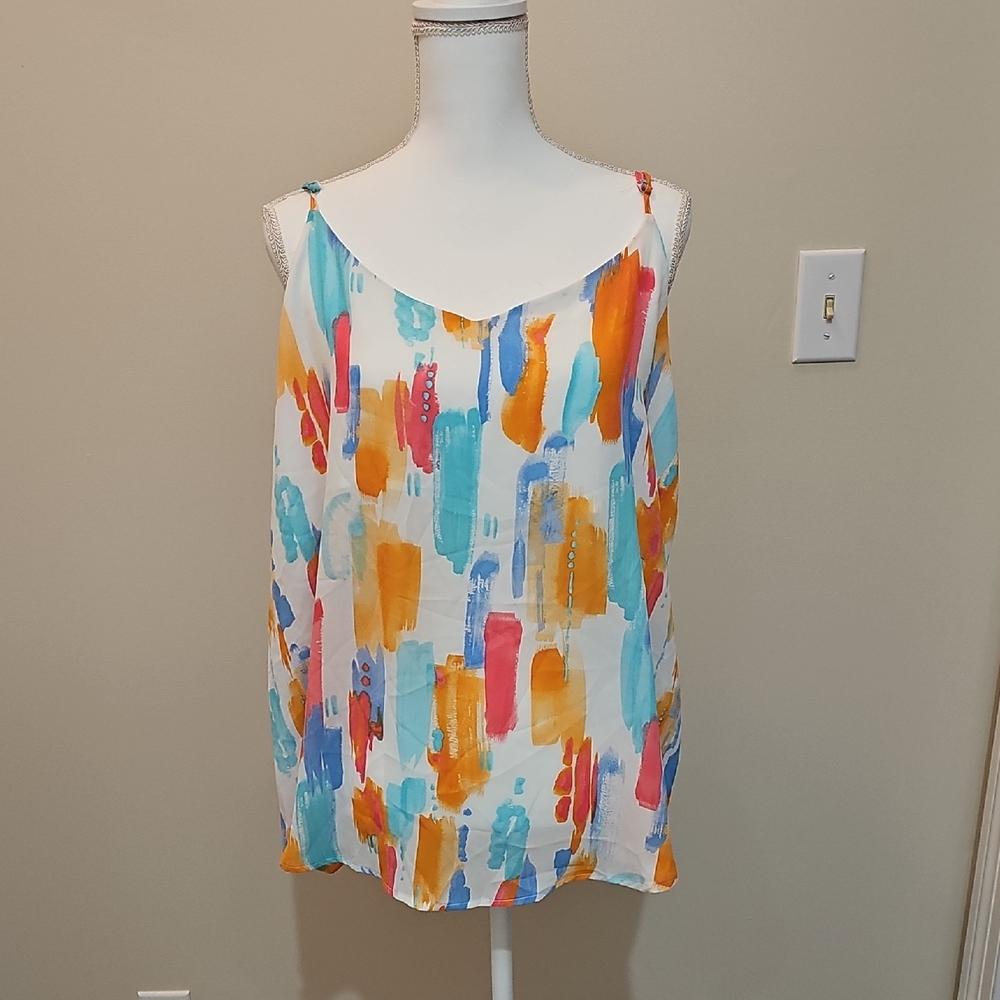Blu Pepper Relaxed Orange and Blue Camisole Top